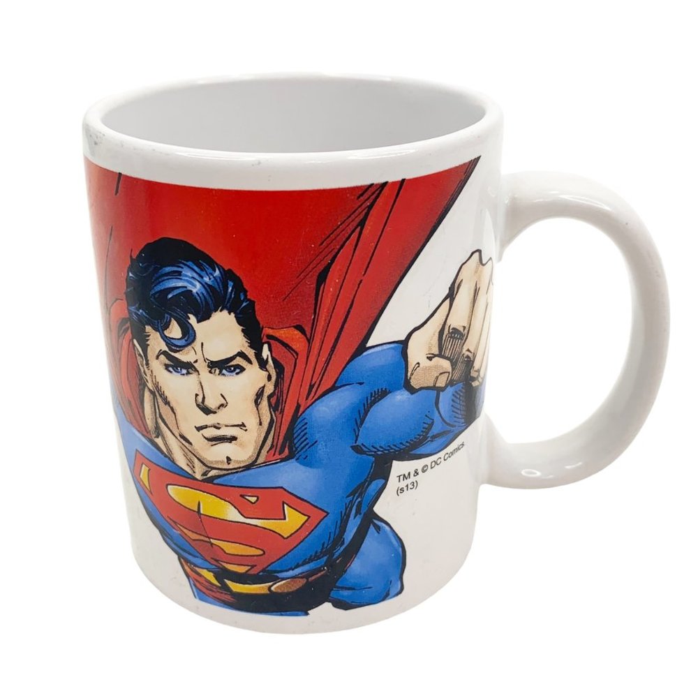 Superman TM DC Comics Coffee Mug 12 fl oz Flying Chest Fist Logo Ceramic